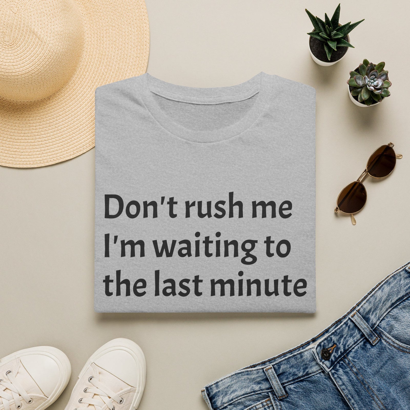 Black Graphic T‑Shirt — Subtle Text 'Don't Trust Me I'm Walking to the Last Minute'