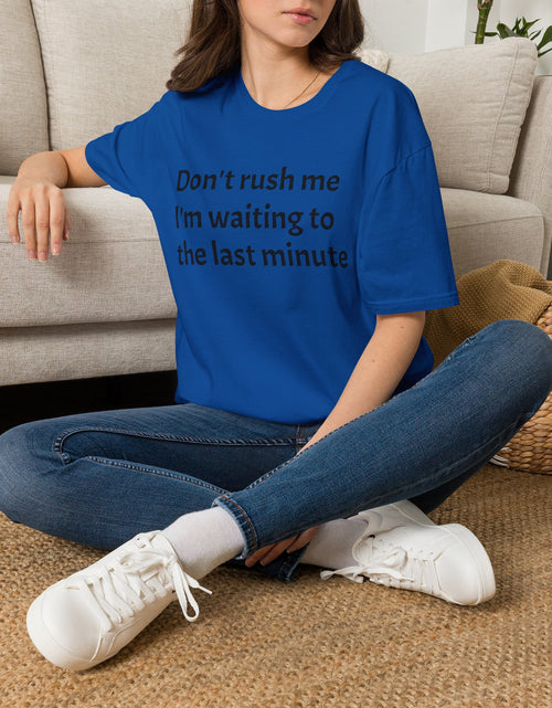 Load image into Gallery viewer, Black Graphic T‑Shirt — Subtle Text 'Don't Trust Me I'm Walking to the Last Minute'
